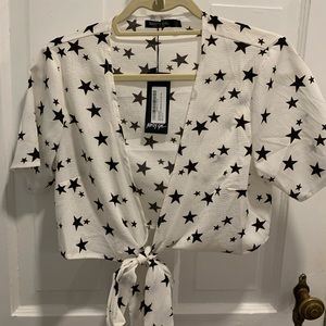 White and black crop top from Nasty Gal